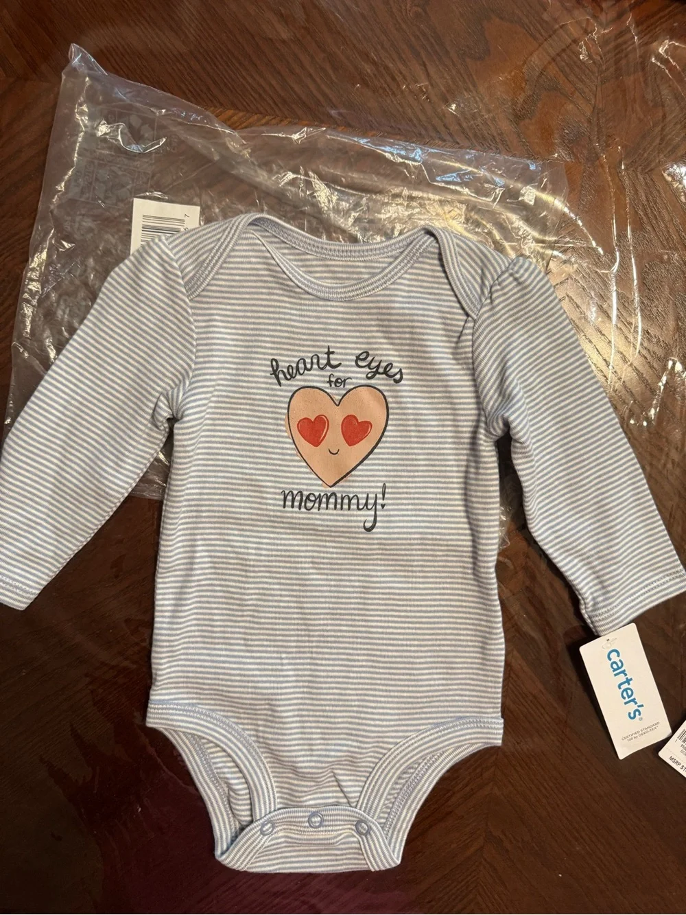 Carter's Blue & Pink Striped Long-Sleeve Baby One-Pieces with Heart and Kitty
